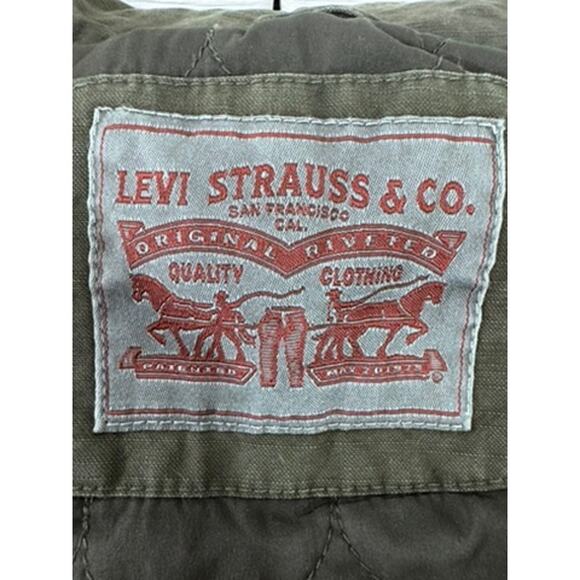 "Levis" Green Denim Quilted Lined Jacket Full Zip No Hood 3XL Mens Jacket Rugged - Picture 5 of 11